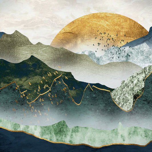 The Green Golden Mountains Sunset Wallpaper
