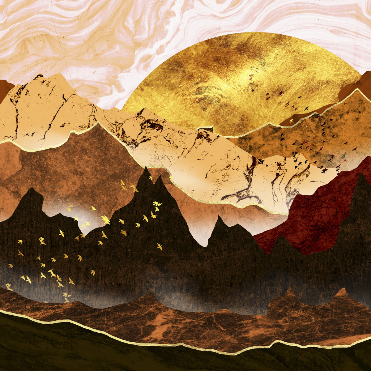 Golden Hour Mountains Wallpaper in your room