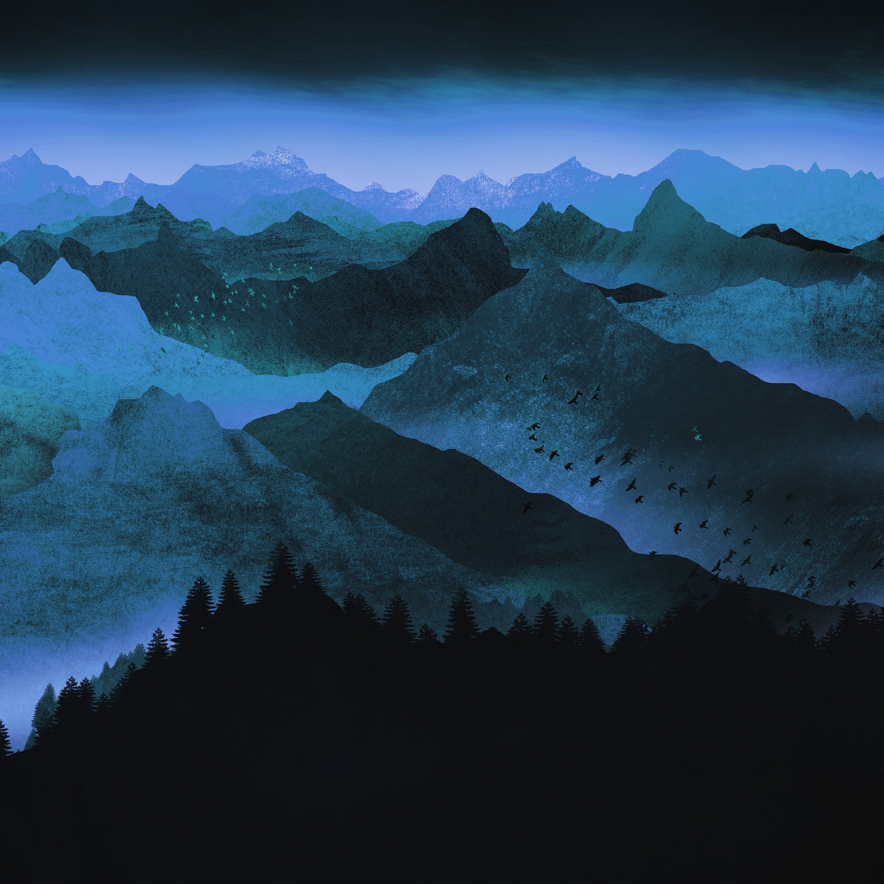 Azure Mountain Majesty Wallpaper in your room — zoomed