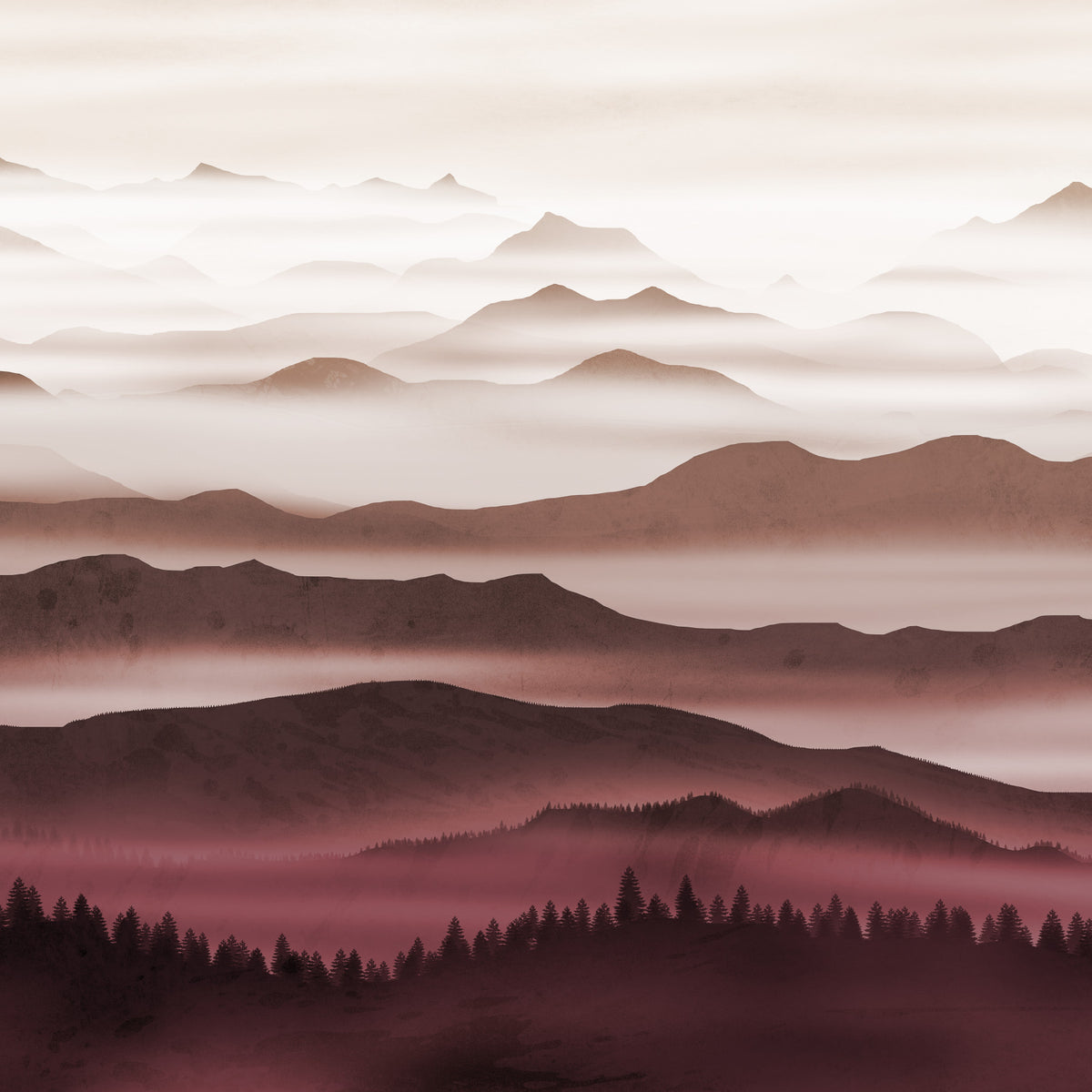 Burgundy Mountain Haze Wallpaper in your room