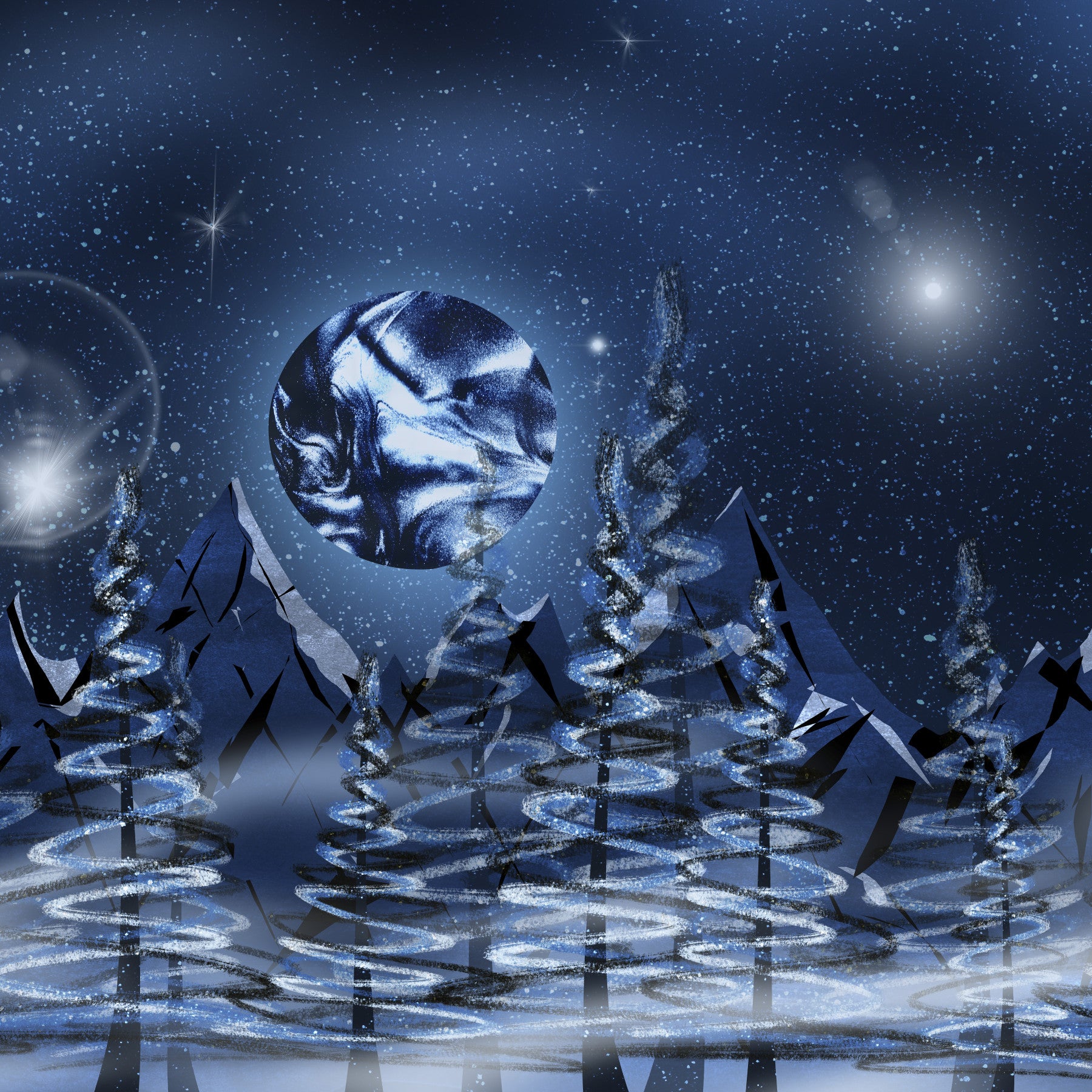 Celestial Pines Mural Wallpaper in your room — zoomed