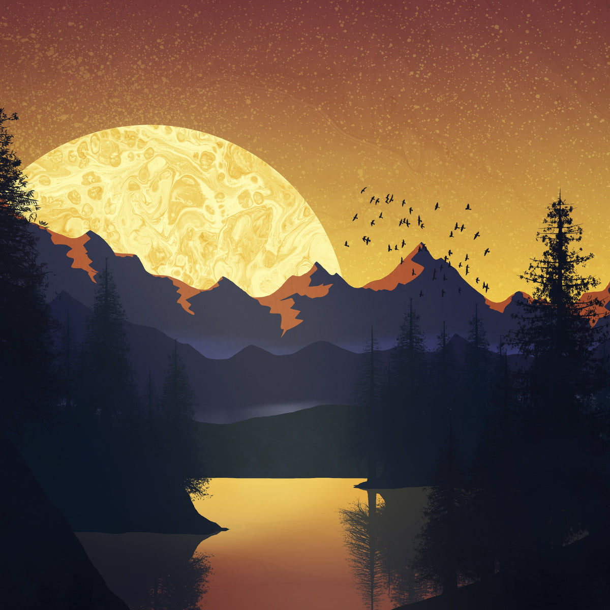 Golden Hour Escape Wall Mural in your room