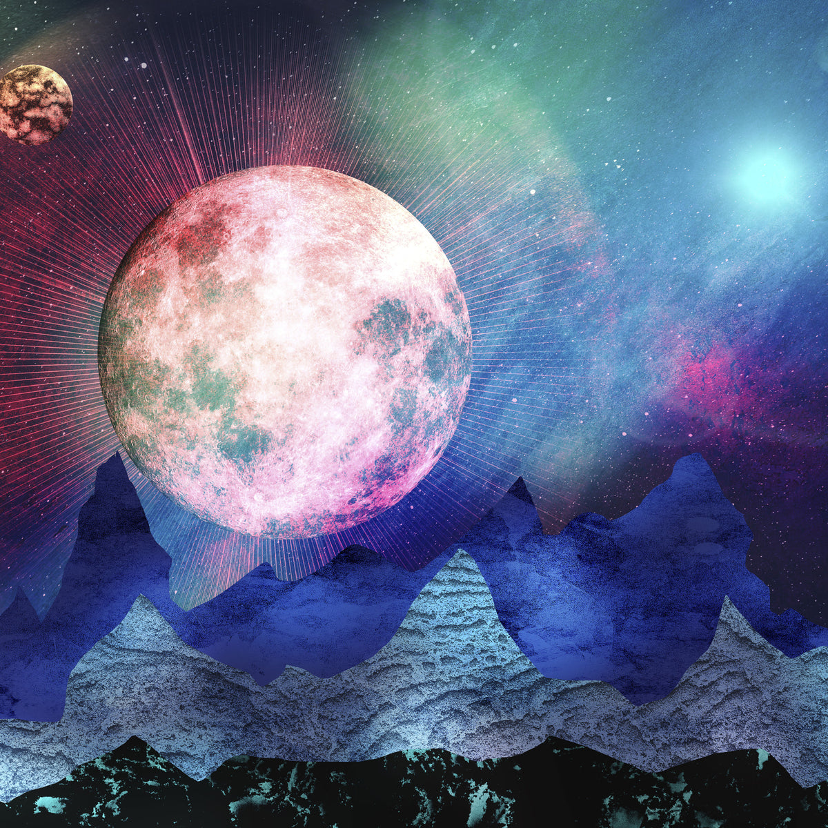 Lunar Eclipse over Blue Mountains Wallpaper in your room — zoomed