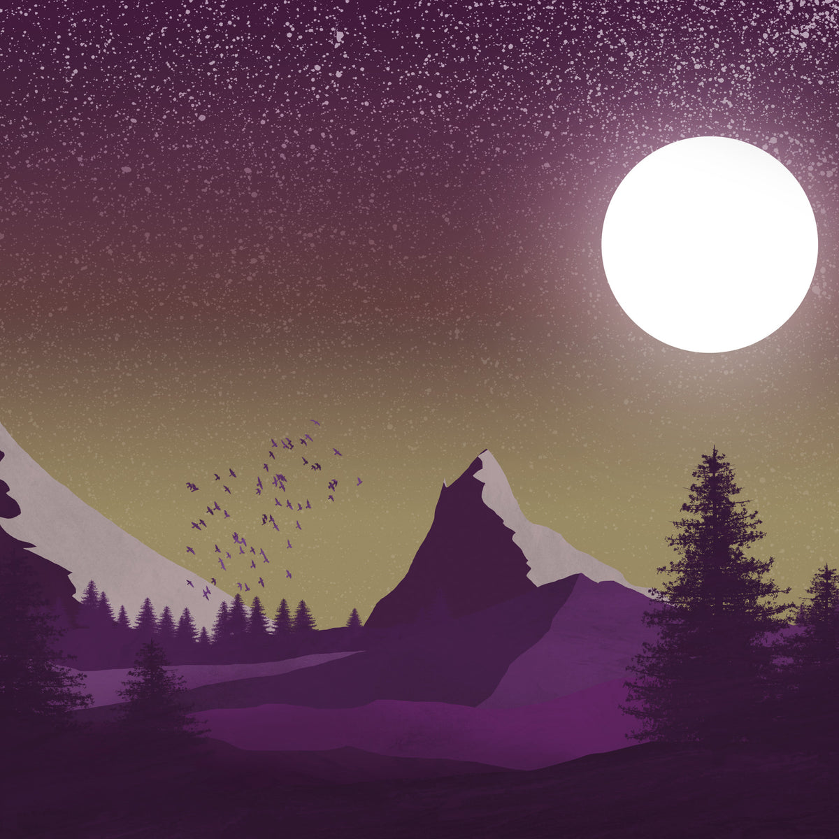 Purple Peaks Under the Moon Wallpaper in your room