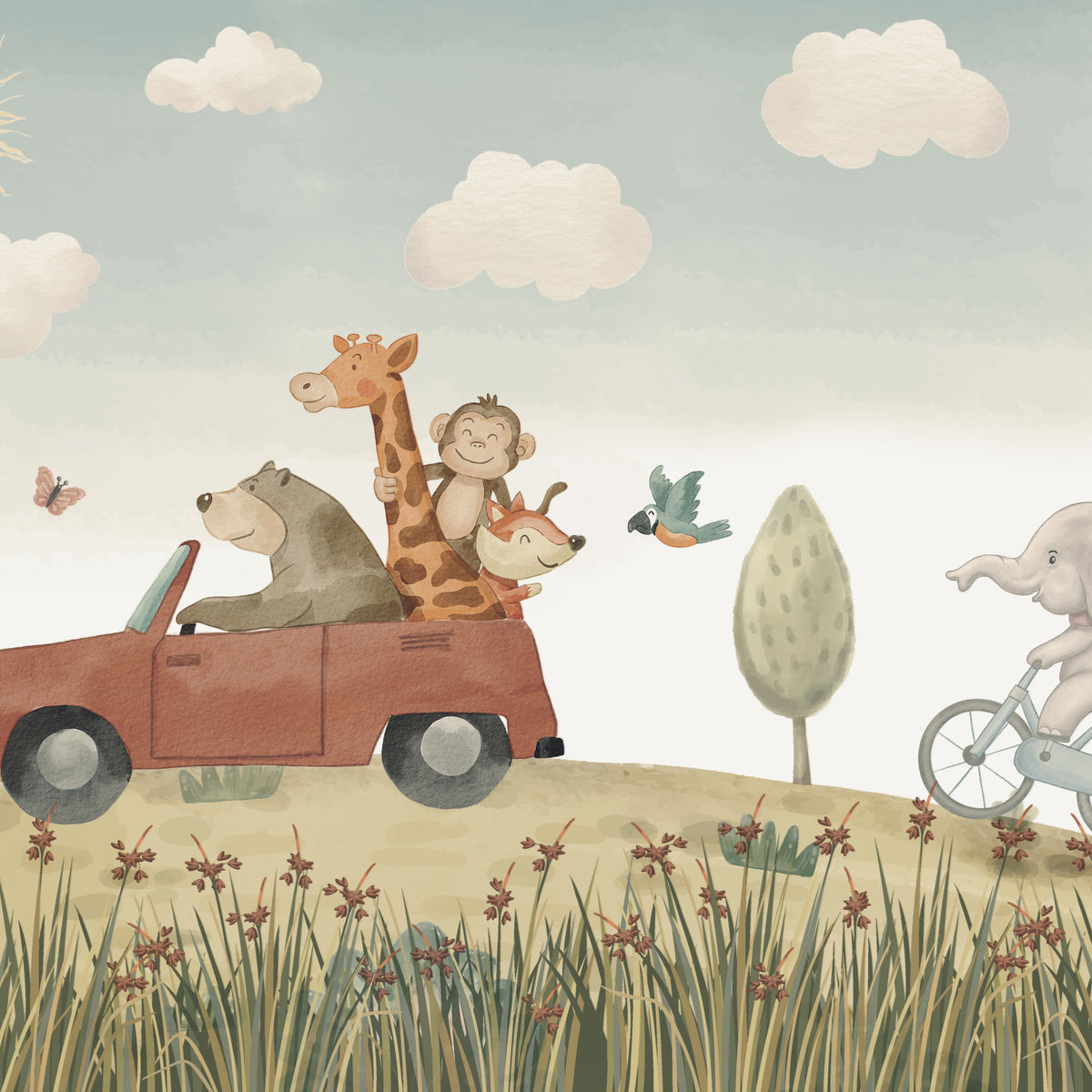 Animal Road Trip Wall Mural in your room