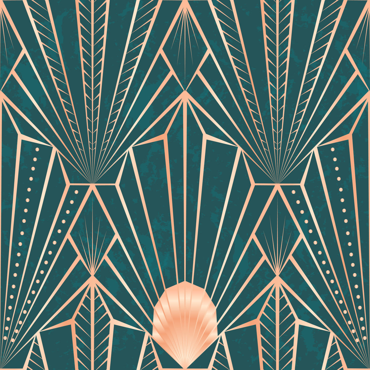 Art Deco Teal & Rose Gold Geometric - The New Twenties in your room — zoomed
