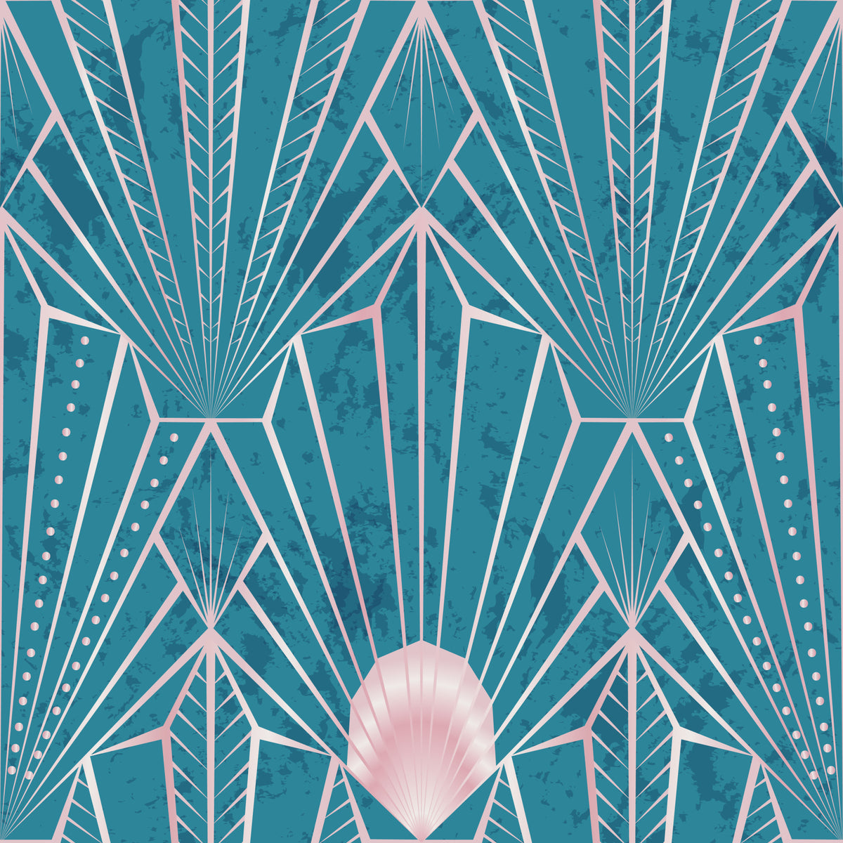Art Deco Teal & Rose Gold Radiant - The New Twenties Wallpaper in your room