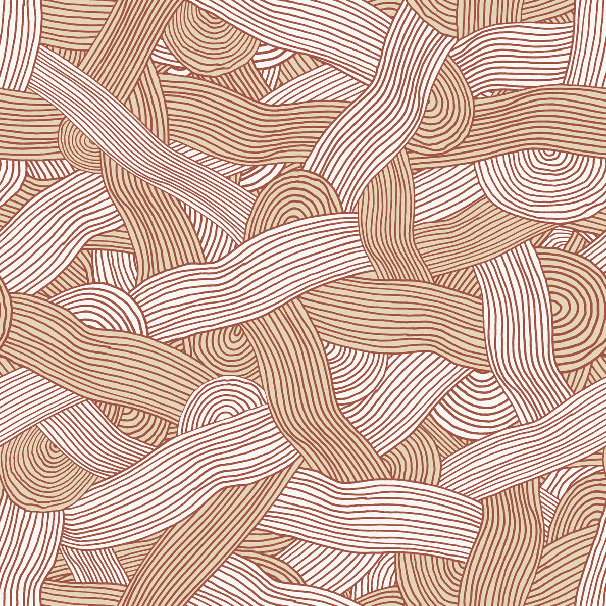 Cozy Cream Abstract Stripes Wallpaper in your room