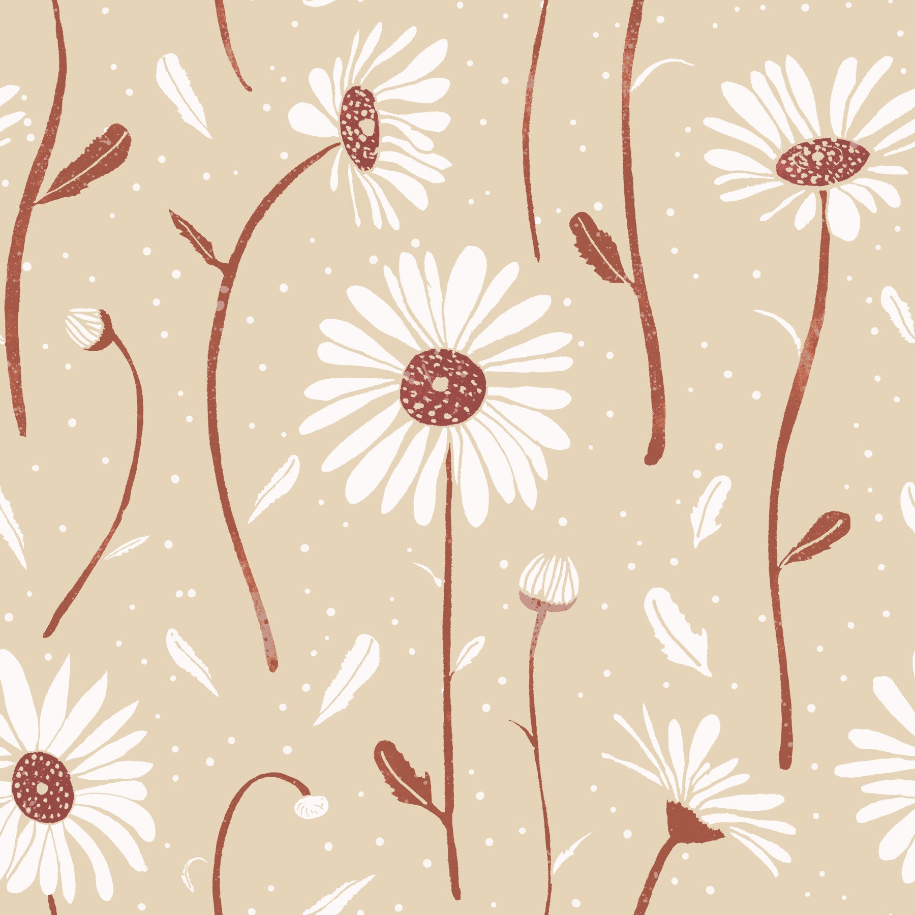 Cozy Cream Daisies Wallpaper in your room — zoomed