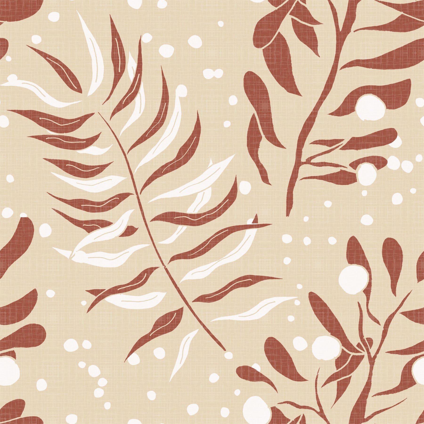 Cozy Cream Palm Leaves Wallpaper
