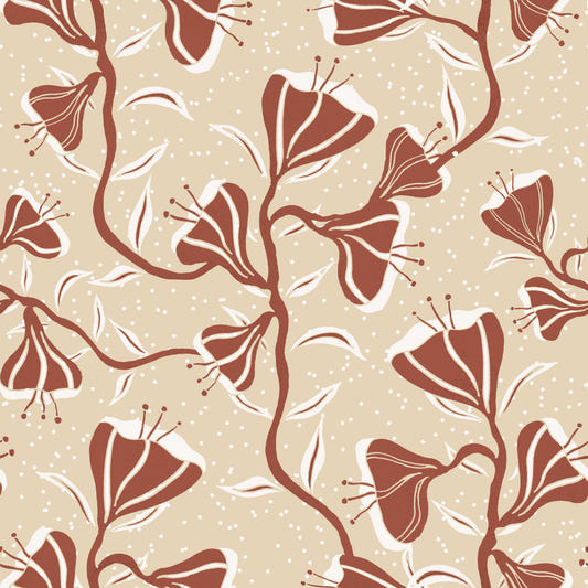 Cozy Cream Flower Vines Wallpaper