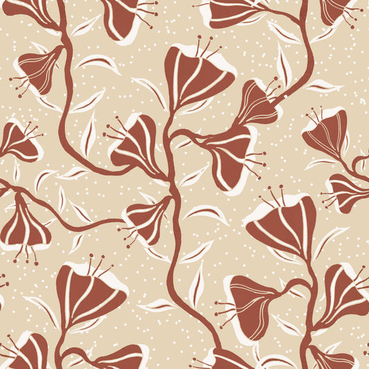 Cozy Cream Flower Vines Wallpaper