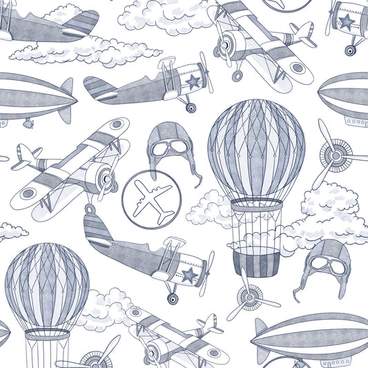 Vintage Plane blue Wallpaper