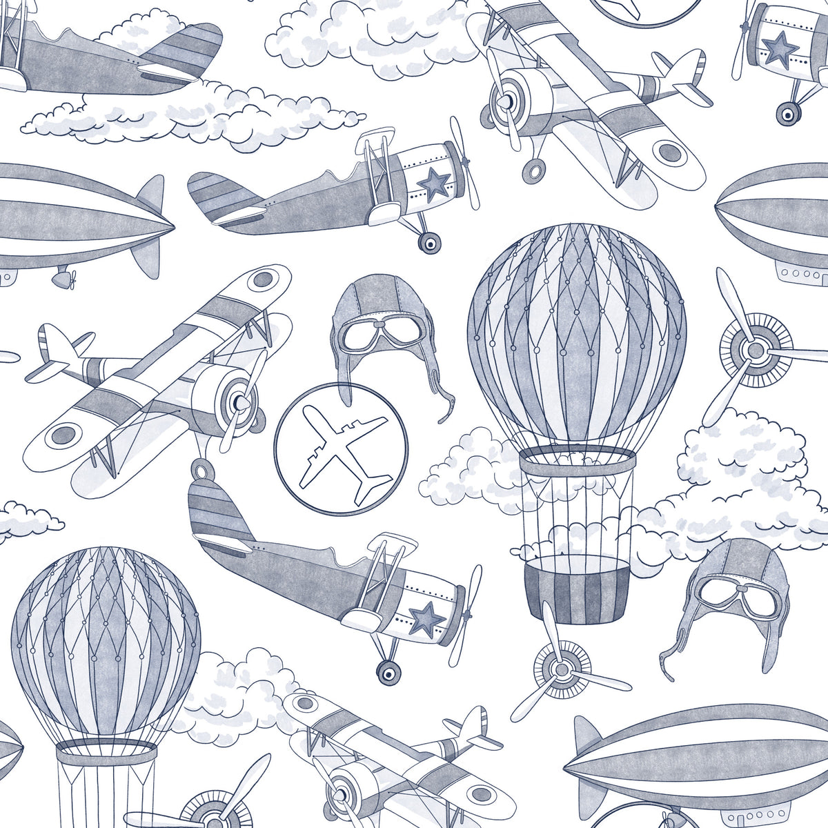 Vintage Plane blue Wallpaper in your room