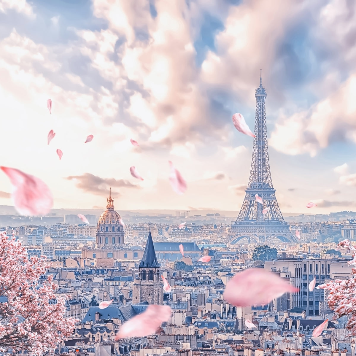 Parisian Springtime Wall mural in your room — zoomed