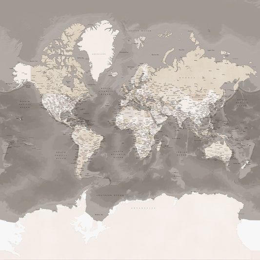 Brown Watercolor World Map Wallpaper