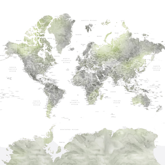 Global Greens Watercolor Map Wallpaper