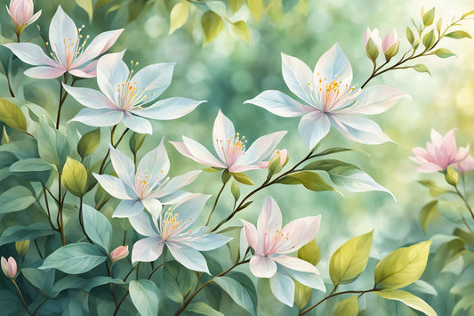 Whimsical White Blooms Wall Mural