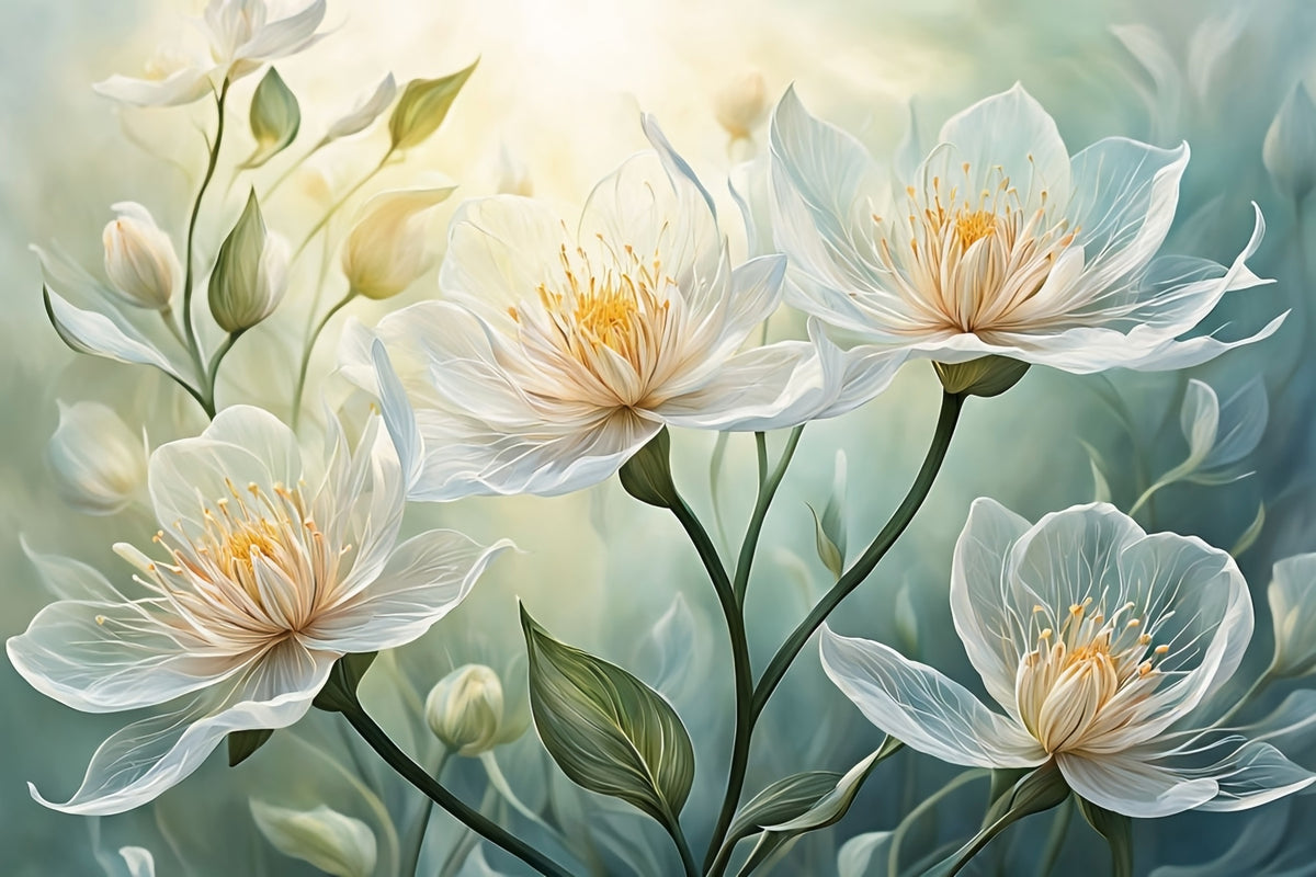 Whispers of White Wall Mural in your room — zoomed