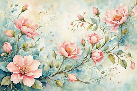 Blush Bloom Rhapsody Wall Mural