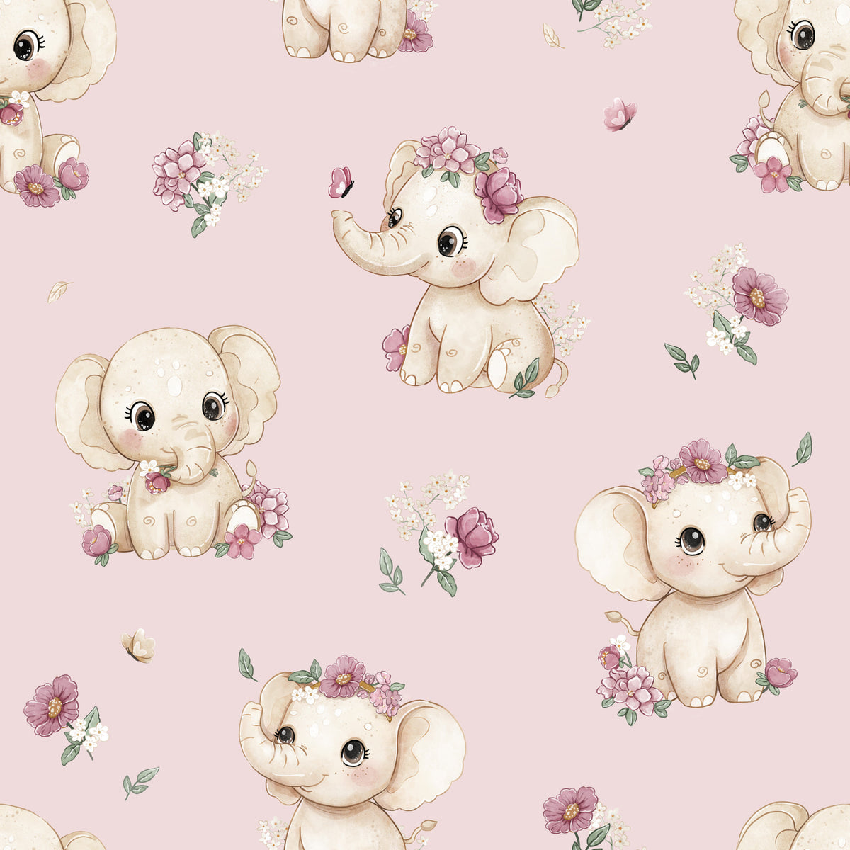 Blush And Bloom pink Wallpaper in your room — zoomed