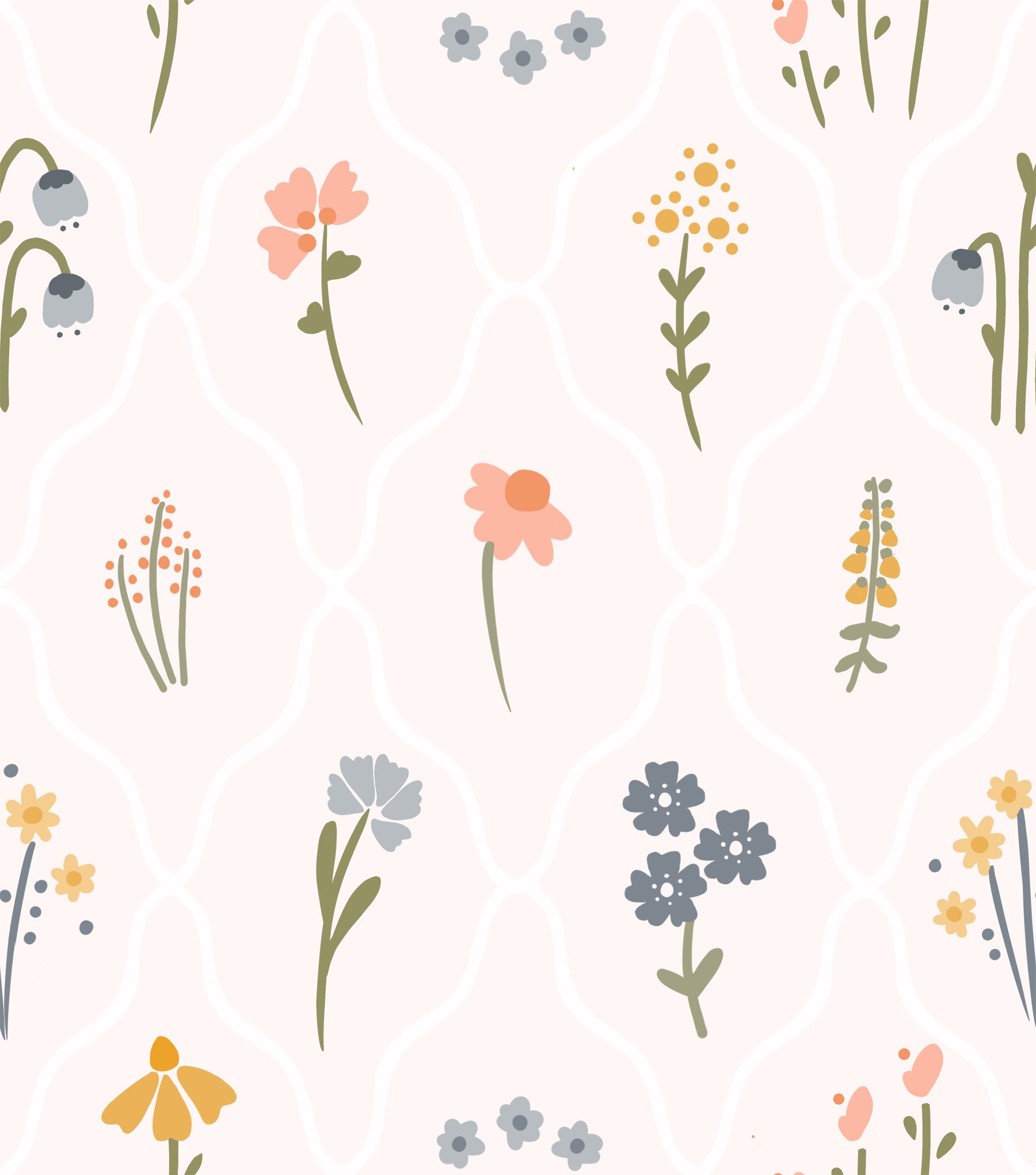 Wildflower Patch Wallpaper in your room — zoomed