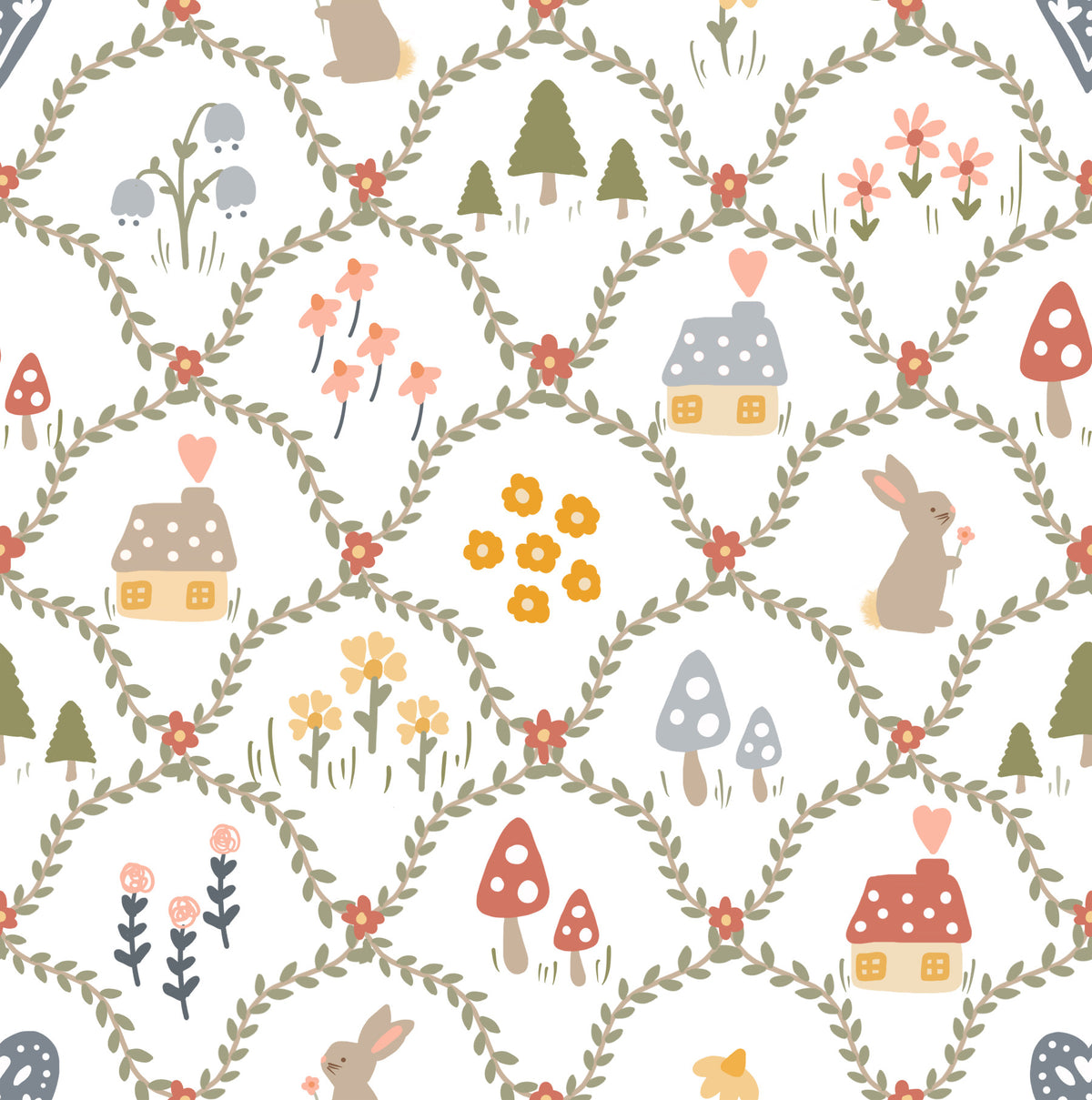 Fairytale Meadow Wallpaper in your room — zoomed