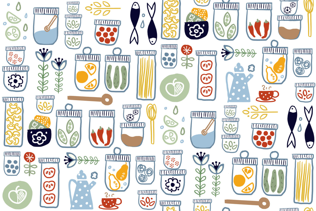 Pantry Shelves Wallpaper in your room — zoomed