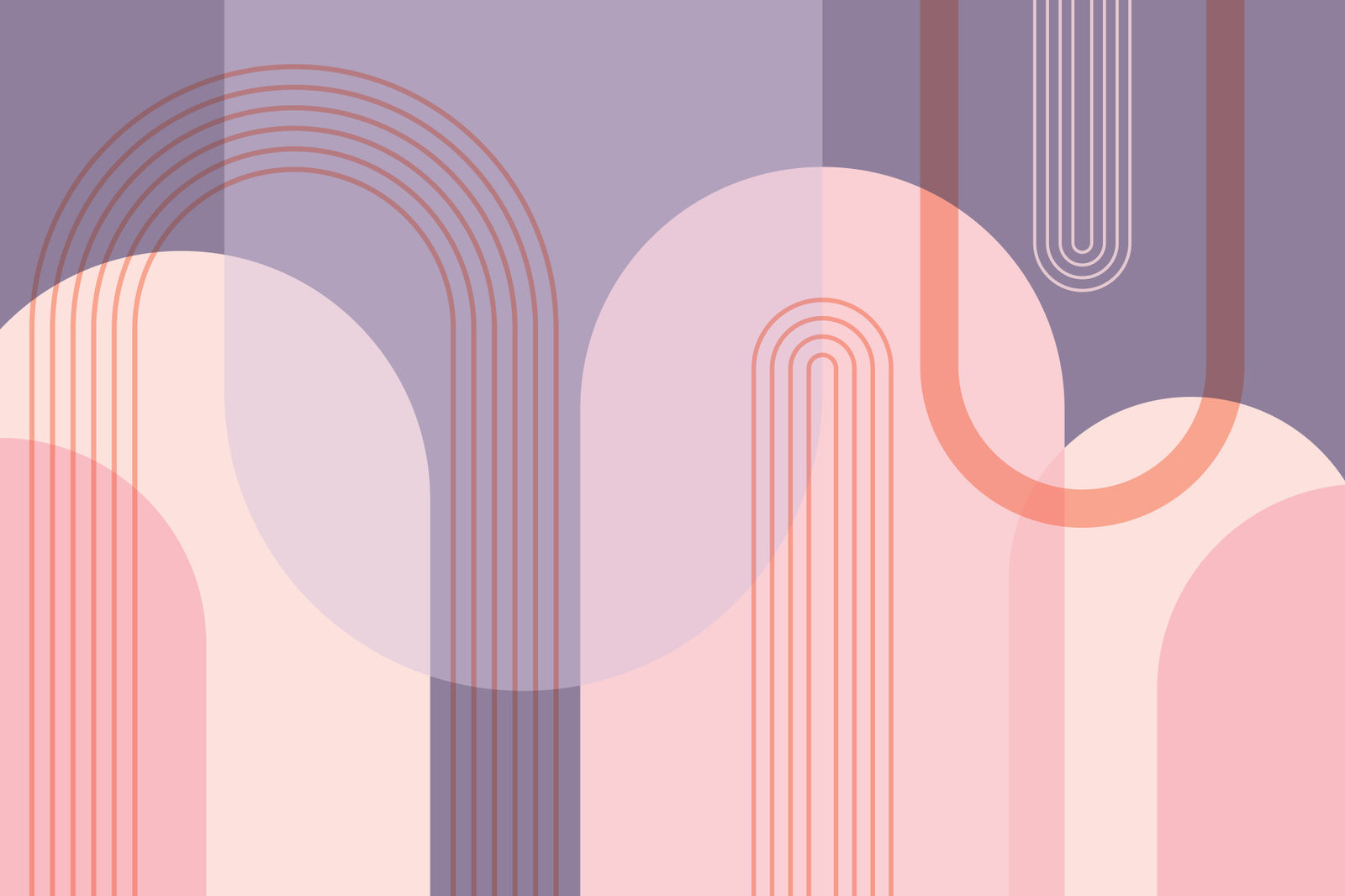 Abstract Arches in Pink and Purple Wall Mural
