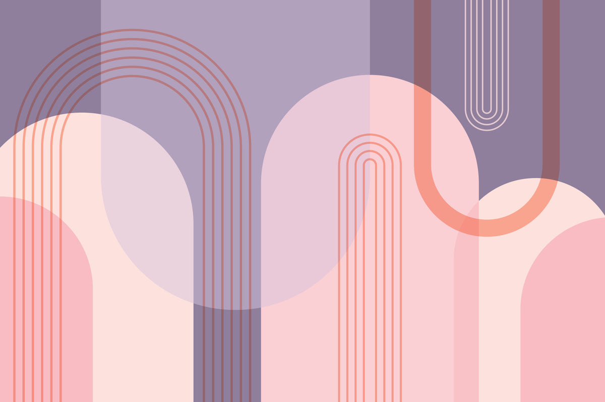 Abstract Arches in Pink and Purple Wall Mural in your room — zoomed