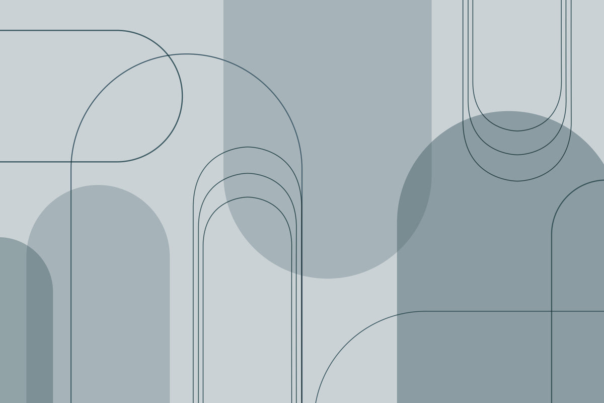 Blue Abstract Arches Wall Mural in your room — zoomed