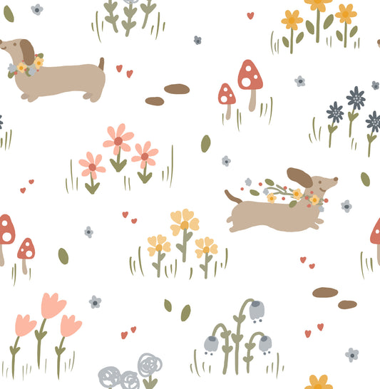 Dachshund and Wildflowers Wallpaper⁠