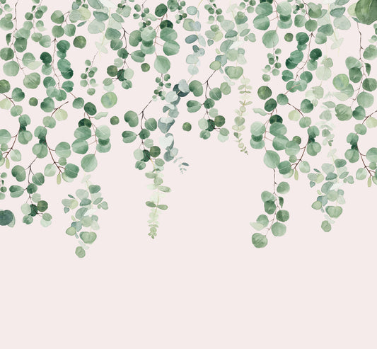 Eucalyptus Pink and Green Wall Mural