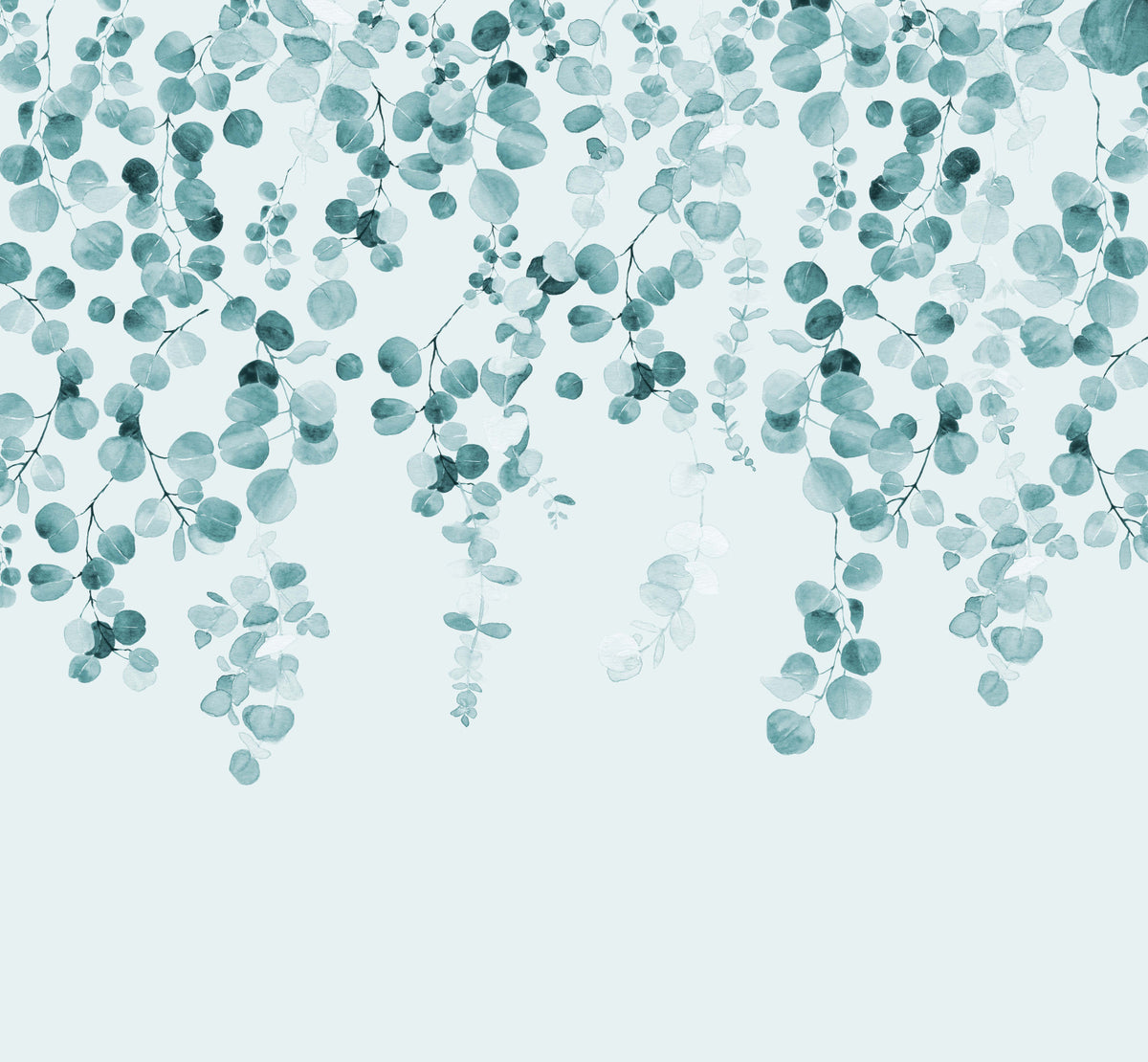 Eucalyptus Teal Wall Mural in your room — zoomed