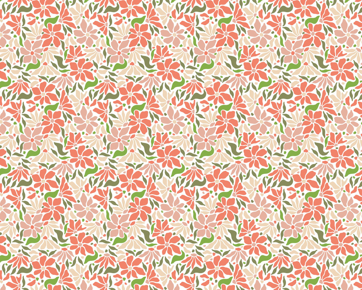 Groovy Flowers Coral Green Wallpaper⁠ in your room