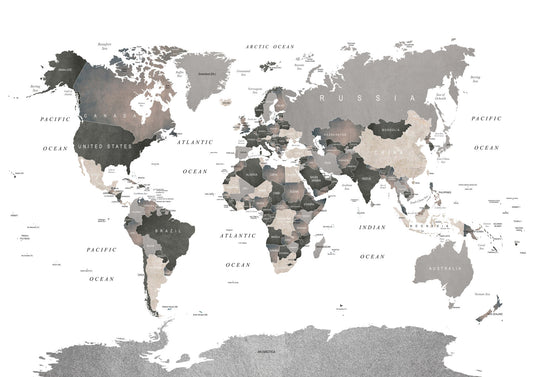 Map of the World Muted Tones Wall Mural
