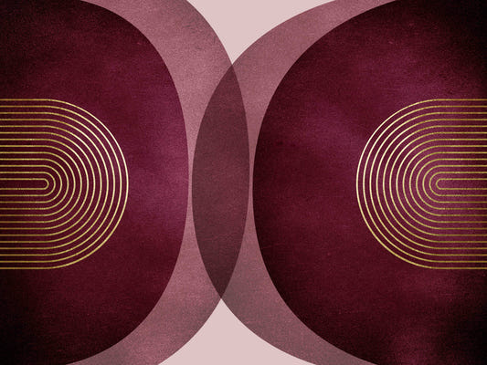 Modern Mid Century Burgundy Wall Mural