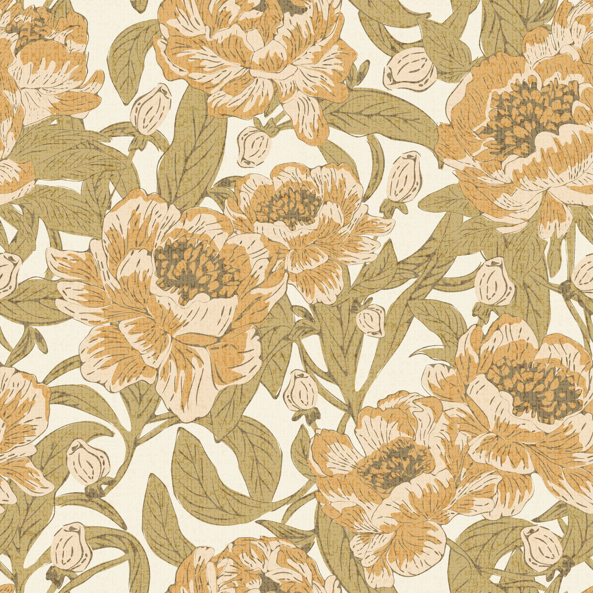 Romantic Peonies Mustard Gold Wallpaper⁠ in your room