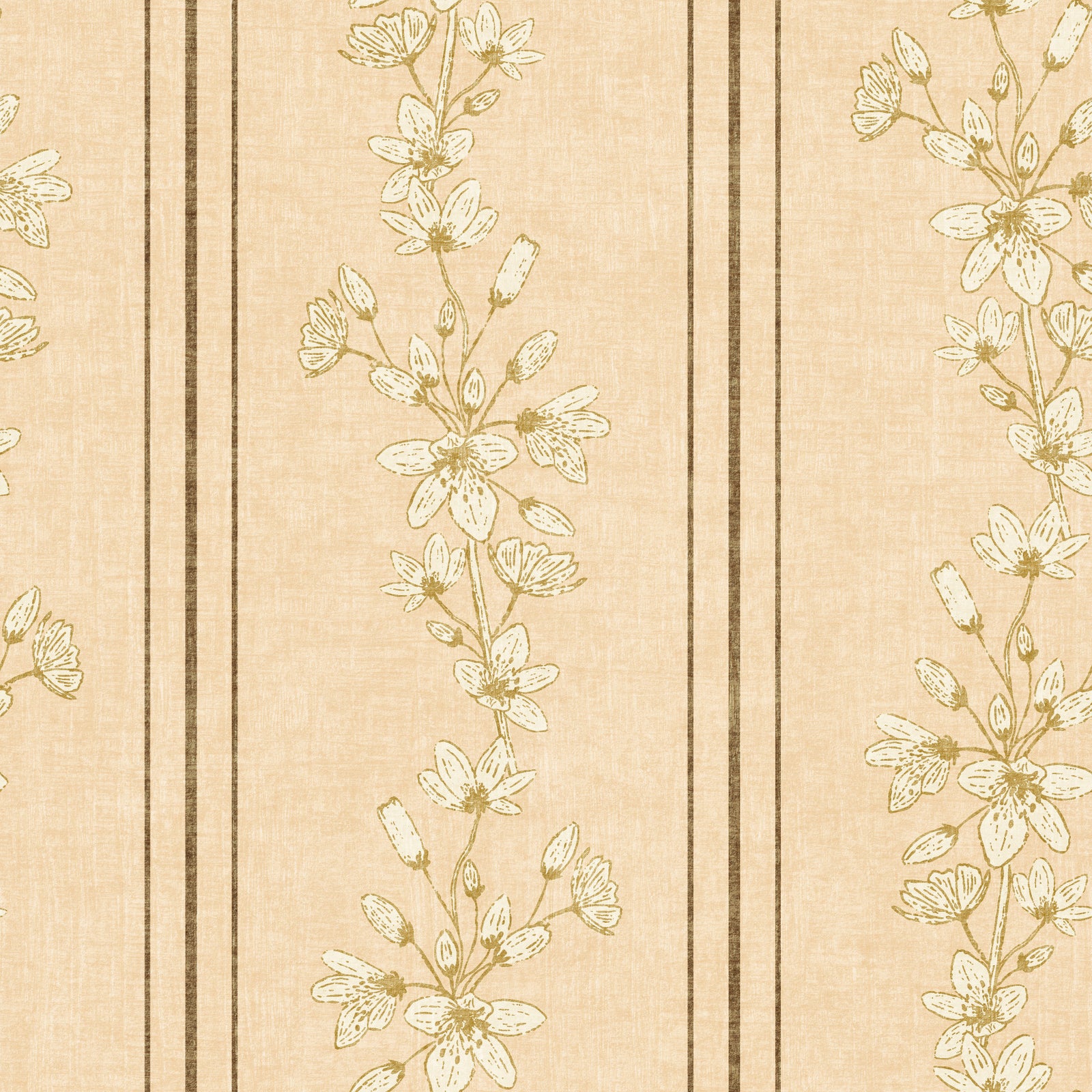 Vintage Bloom Stripes Floral  Soft Yellow Wallpaper⁠