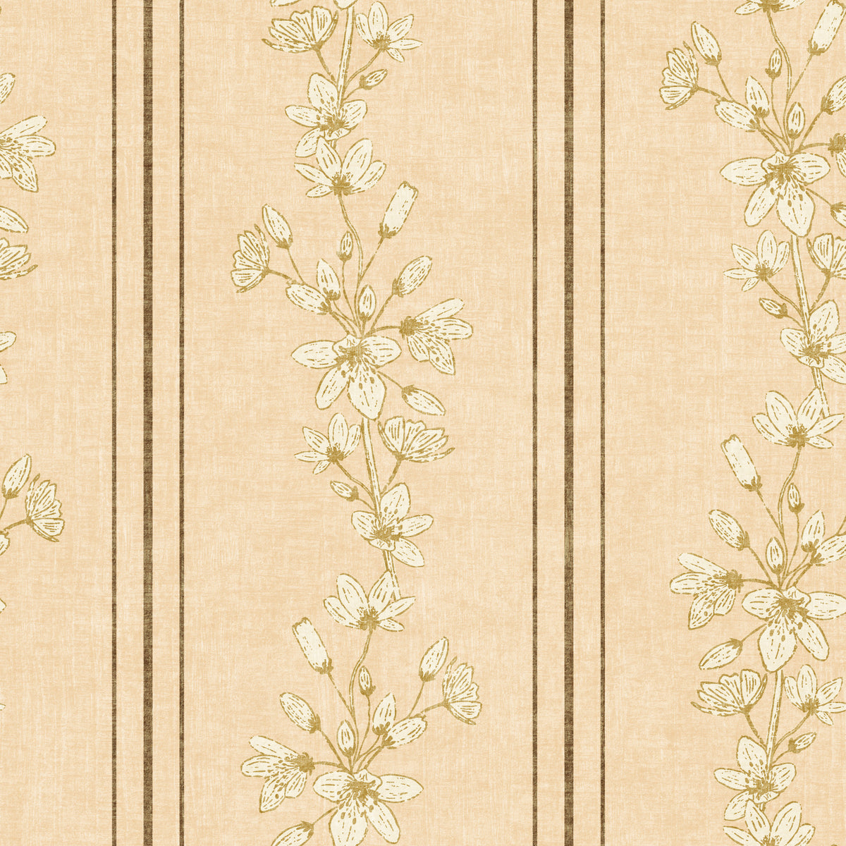 Vintage Bloom Stripes Floral  Soft Yellow Wallpaper⁠