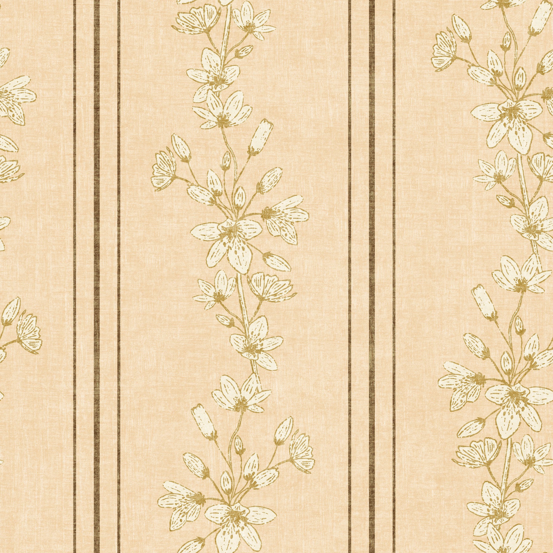 Vintage Bloom Stripes Floral  Soft Yellow Wallpaper⁠ in your room — zoomed