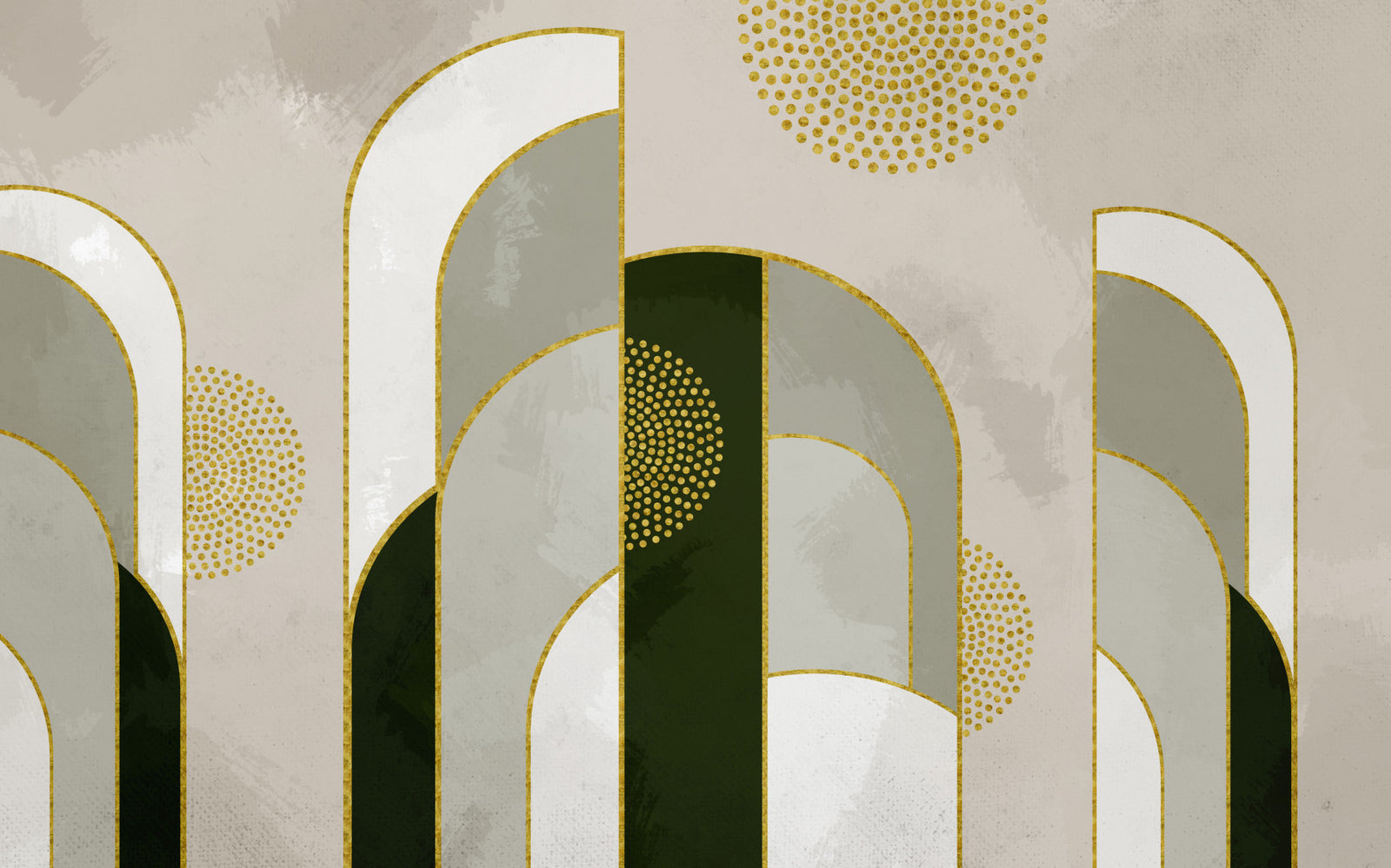 Abstract Gold & Green Wall Mural in your room