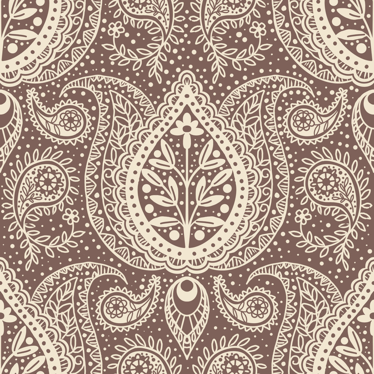 Subtle Botanical Paisley - mocha brown Wallpaper⁠ in your room — zoomed
