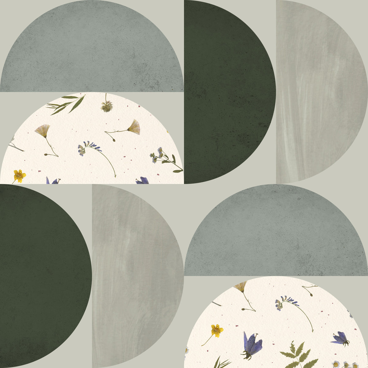 Modern Botanical Semicircles Wallpaper⁠ in your room