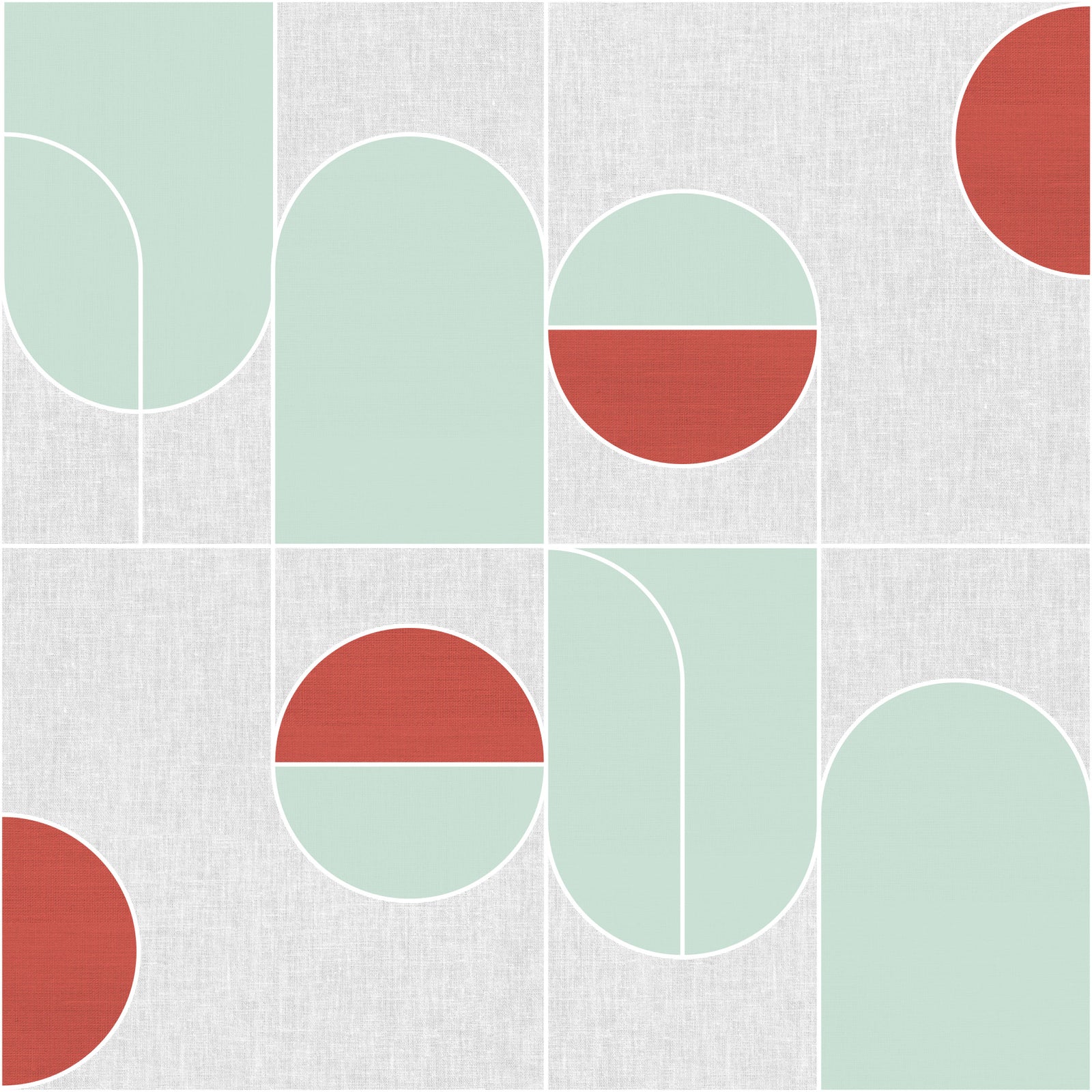 Terracotta & Mint Geometric Wallpaper⁠