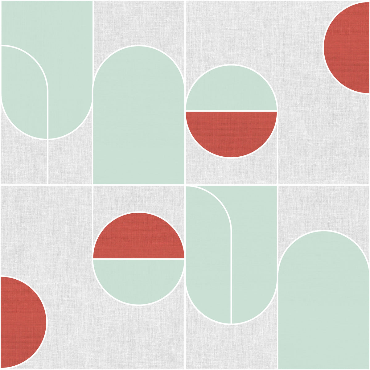 Terracotta & Mint Geometric Wallpaper⁠ in your room — zoomed