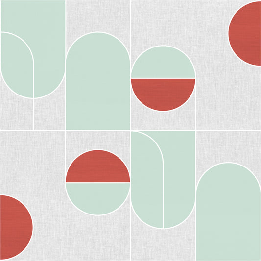 Terracotta & Mint Geometric Wallpaper⁠