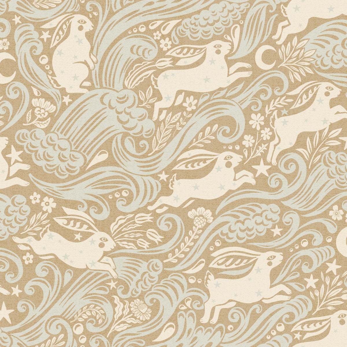 Celestial Sea Rabbit in Gold Square Wallpaper⁠ in your room