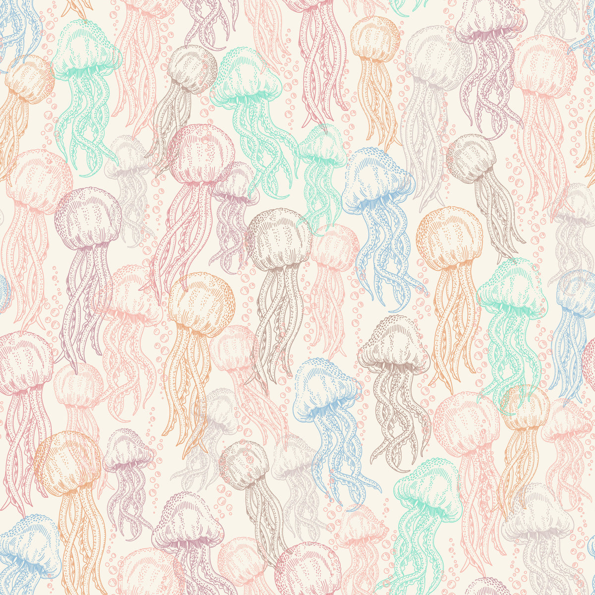Pastel Jellyfish Doodle Wallpaper⁠ in your room — zoomed