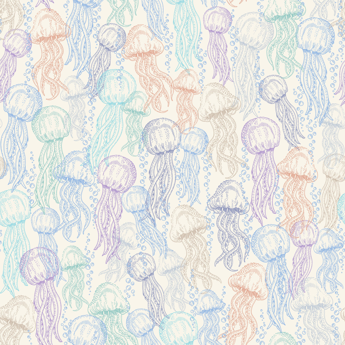 Jellyfish Doodles Wallpaper⁠ in your room — zoomed